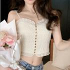 Ruffled Trim Smocked Crop Camisole Top
