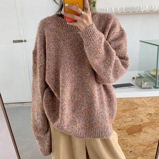 Melange Sweater / Corduroy Wide-leg Pants