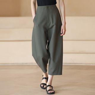 Mid Rise Wide Leg Cropped Harem Pants