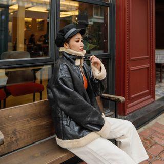 Zip-up Faux-shearing Jacket