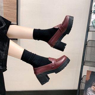 Plain Platform Chunky Heel Loafers
