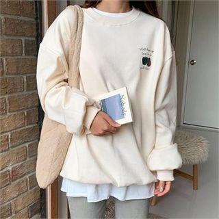 Printed Oversized Sweatshirt Cream - One Size
