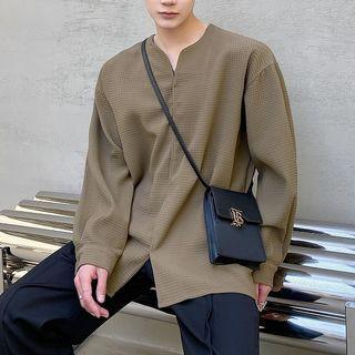Long Sleeve Waffle Plain Shirt