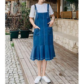 Ruffled Denim Pinafore Dress