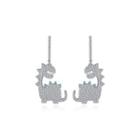 Fashion Creative Dinosaur Earrings With Cubic Zirconia Silver - One Size