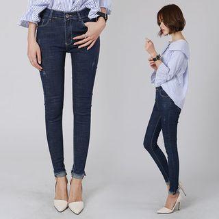 Stitched Low-rise Skinny Jeans