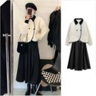 Double Breasted Quilted Jacket / A-line Skirt