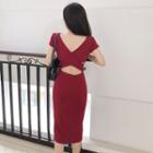 Cut Out Short-sleeve 3sheath Dress