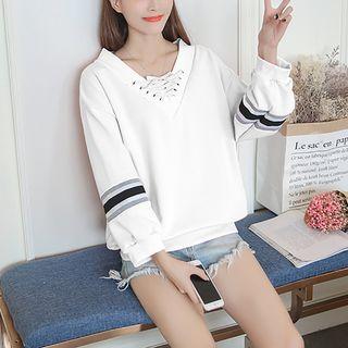 V-neck Lace Up Top