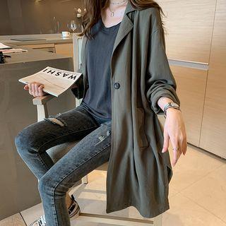 Long-sleeve Open Front Plain Jacket