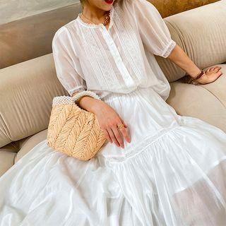 Short-sleeve Blouse / A-line Midi Skirt / Set