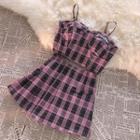 Plaid Cropped Camisole Top / Mini Skirt