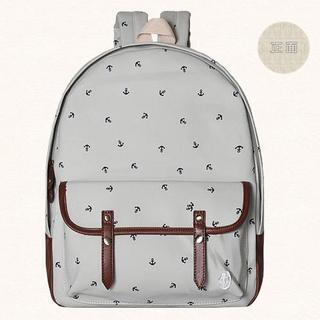 Anchor Print Canvas Backpack