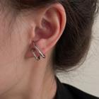 Layered Alloy Earring 1 Pair - Silver Needle - Silver - One Size