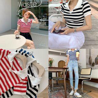 Slim-fit Ribbed Stripe Polo Shirt