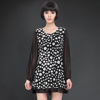 Tulle Panel Dotted Lace Dress