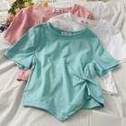 Dip-back Asymmetric Twisted T-shirt In 5 Colors