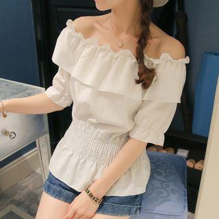 Ruffle Trim Off-shoulder Top