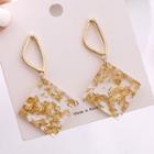 925 Sterling Silver Geometric Drop Earring 1 Pair - Gold - One Size