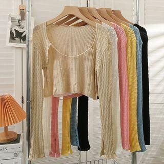 Slim-fit Cropped Light Knit Top In 6 Colors