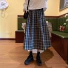 High-waist Gingham Maxi Skirt Black - One Size