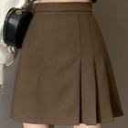 Plain Asymmetric Pleated A-line Skirt