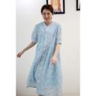 Short-sleeve Button-up Midi Overall Dress