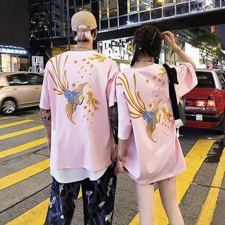 Couple Matching Phoenix Embroidered Short-sleeve T-shirt