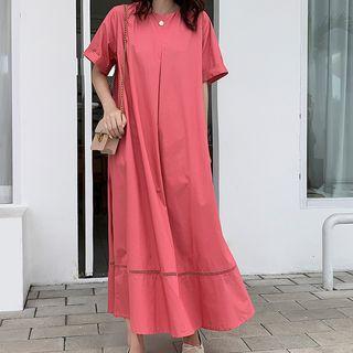 Short-sleeve Maxi Perforated Dress