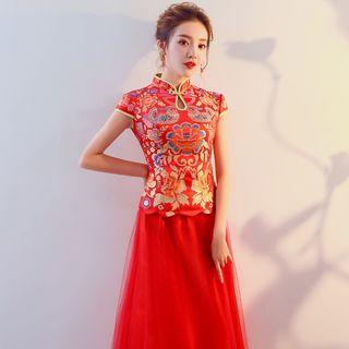 Short-sleeve Qipao Wedding Dress
