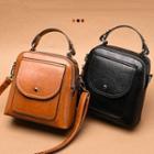 Faux Leather Pocket Accent Shoulder Handbag