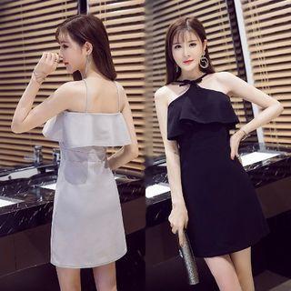 Ruffled Halter A-line Dress