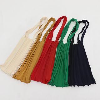 Accordion-pleat Knit Shopper Bag