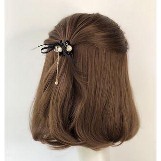Faux Crystal Bow Hair Clip Black - One Size