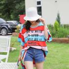 Set: Lettering Stripe Oversized T-shirt + Pouch