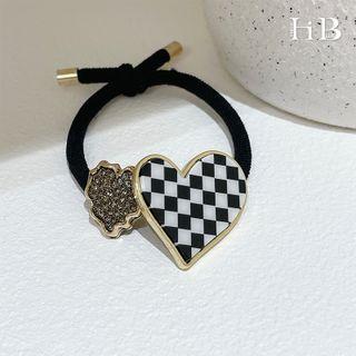 Heart Hair Tie 1 Pc - Black & White - One Size