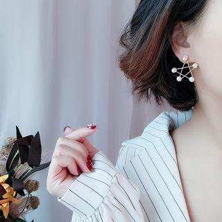 Faux Pearl Star Earring 1 Pair - As Shown In Figure - One Size