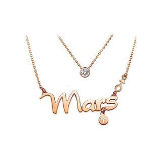 Twelve Horoscope Aries Stainless Steel Necklace With White Austrian Element Crystal