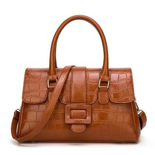 Buckled Trapezium Tote With Shoulder Strap