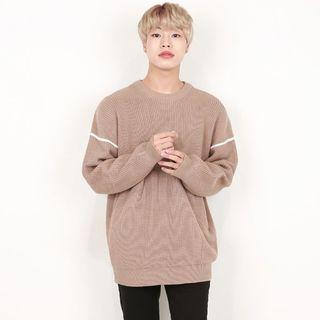 Contrast-trim Drop-shoulder Sweater