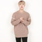 Contrast-trim Drop-shoulder Sweater