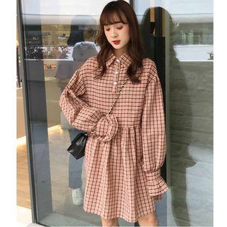 Plaid Shirtdress Plaid - Red - One Size