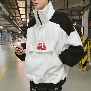 High-neck Color Block Long-sleeve Top