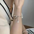Heart Faux Pearl Sterling Silver Bracelet S217 - Silver - One Size