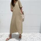 Puff-sleeve Long Peasant Dress