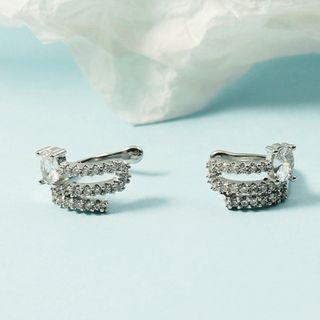 Rhinestone Alloy Cuff Earring Clip On Earring - Silver - One Size
