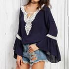 Lace Panel Bell-sleeve Blouse