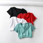 Collared Short-sleeve Cropped T-shirt