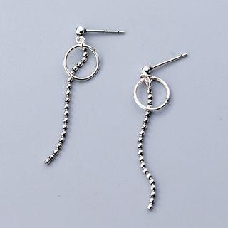 925 Sterling Silver Hoop Drop Earring As Shown In Figure - One Size