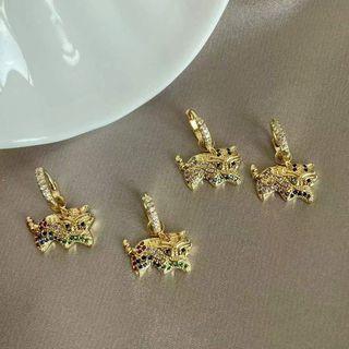 Rhinestone Tiger Drop Earring